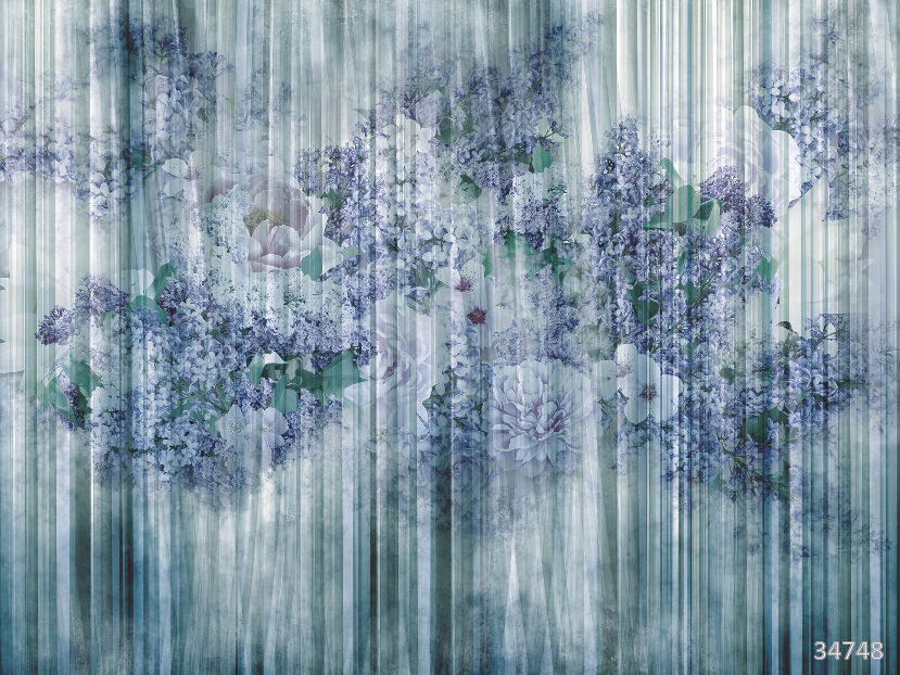 Blooming lilacs and peonies