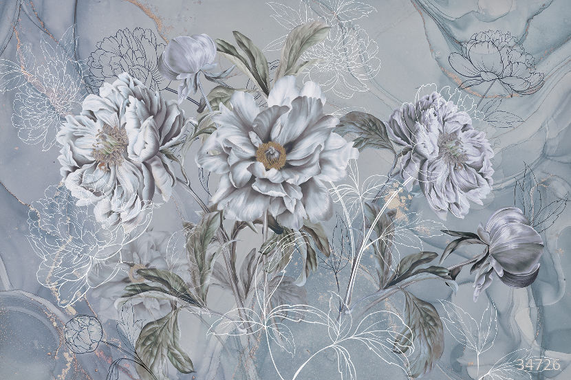 Blooming peonies