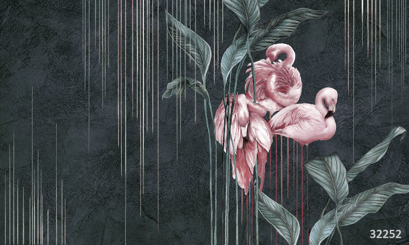 Drawn flamingos dark
