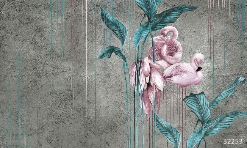 Drawn flamingos