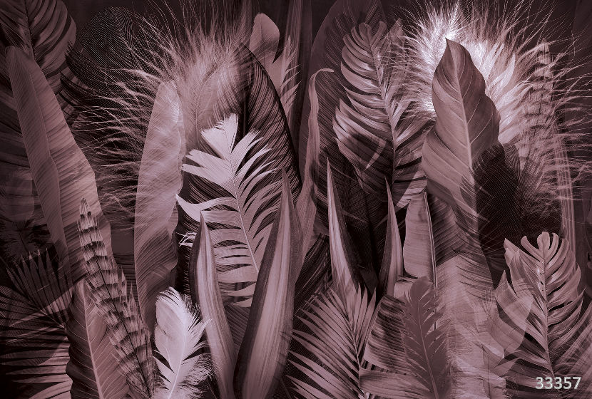 Feathers and leaves pink