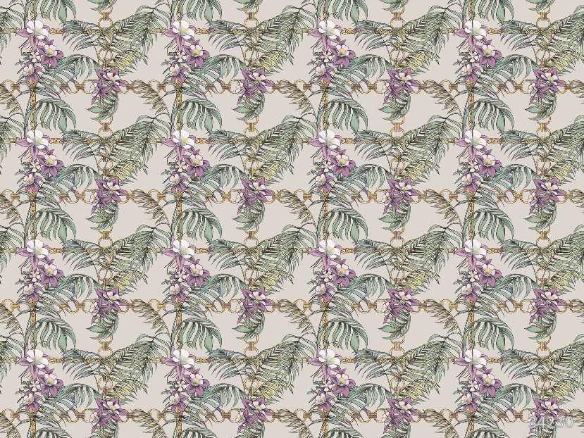Flowers and chain beige