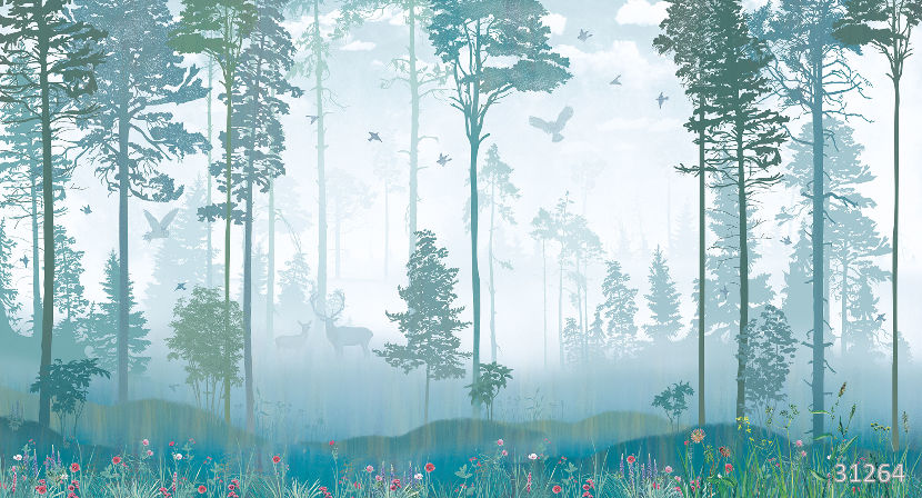 Foggy forest blue