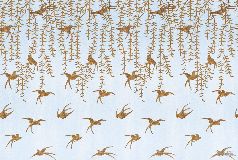 Japanese Birds blue indigo