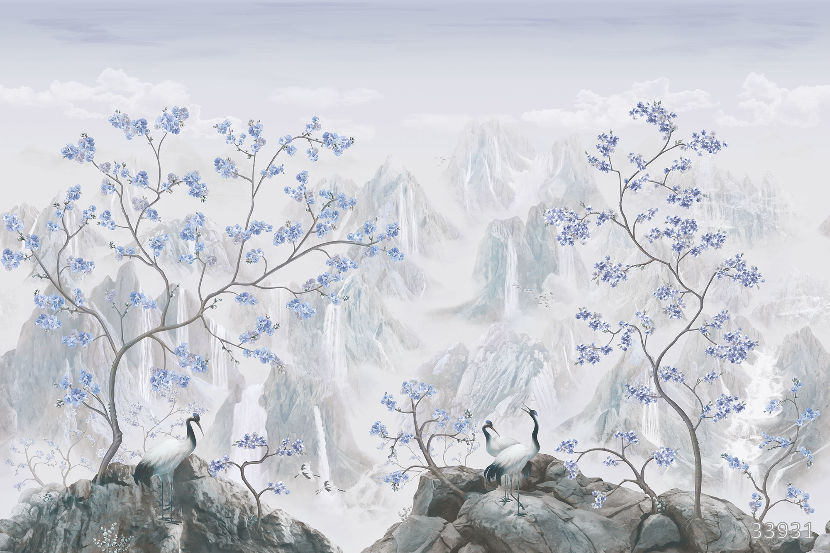 Mountain peaks blue