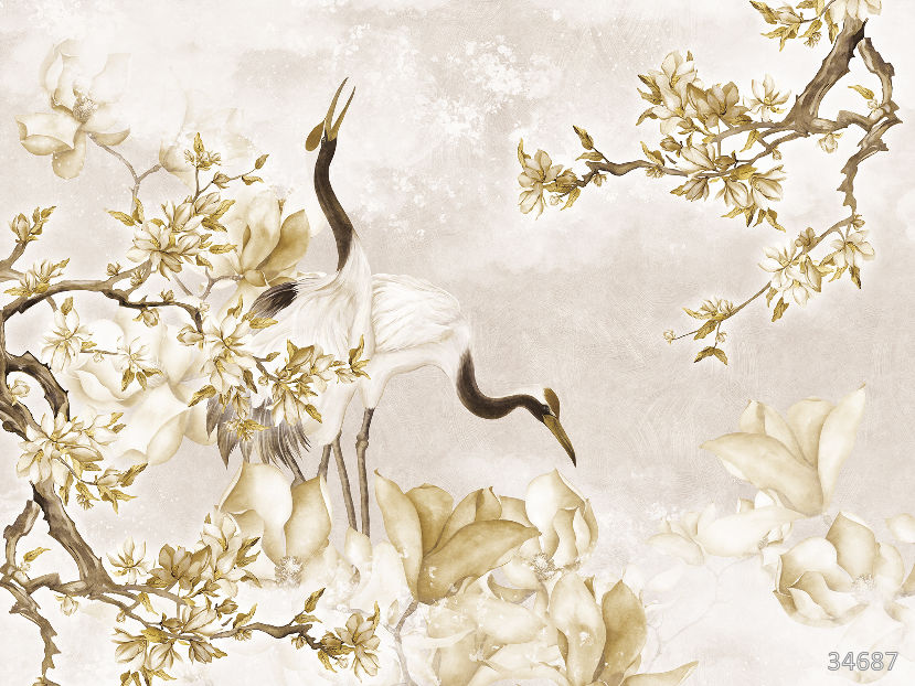 Storks and sakura