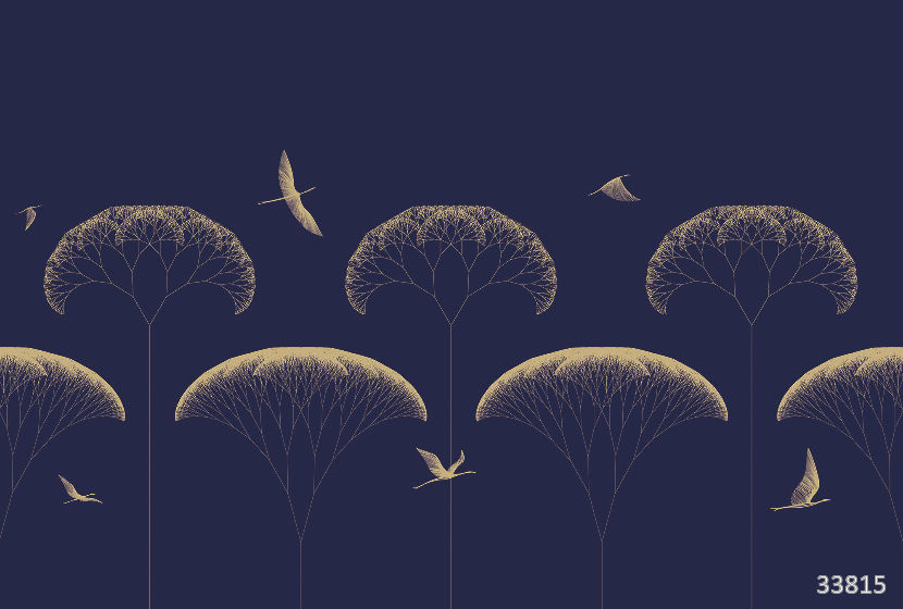Trees and birds blue