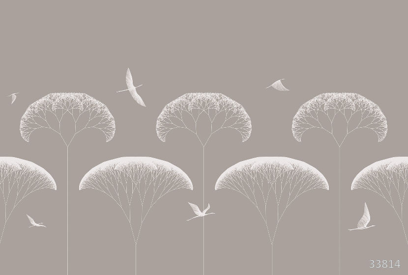 Trees and birds grey