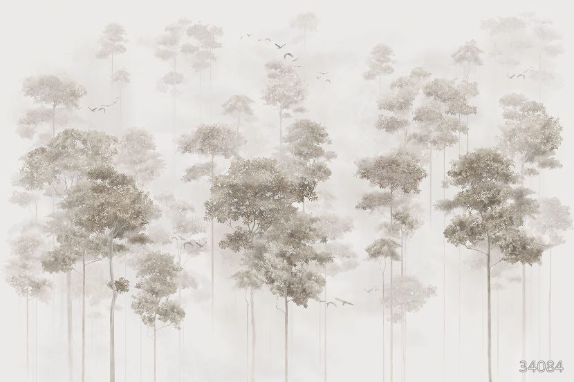 Trees in the fog sepia