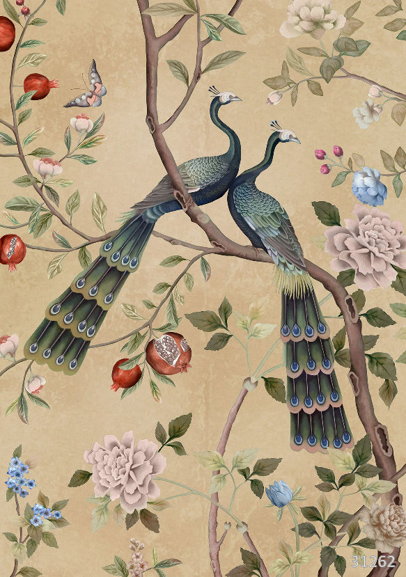 Two peacocks beige